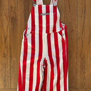 Game Bibs Kids Overalls in Red and White Stripes 18 Month